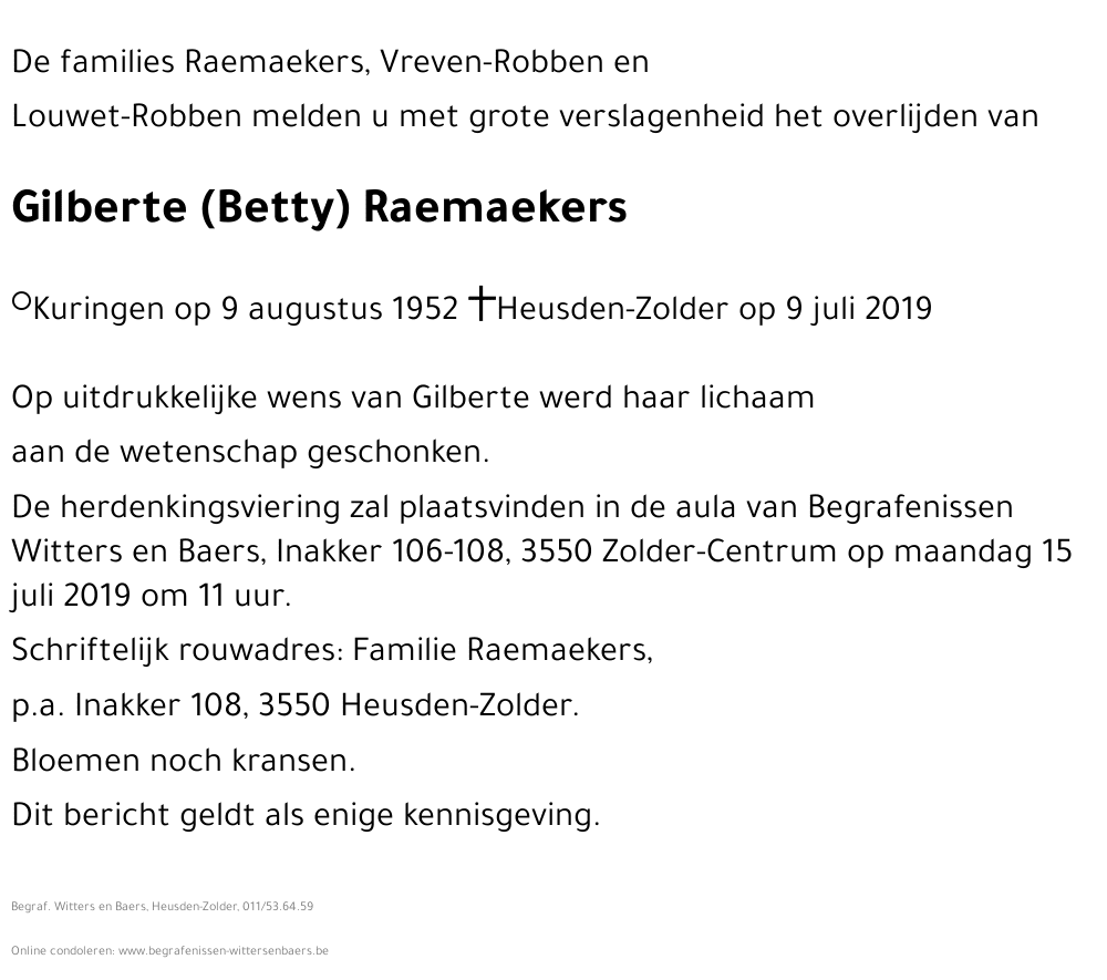 Gilberte (Betty) Raemaekers