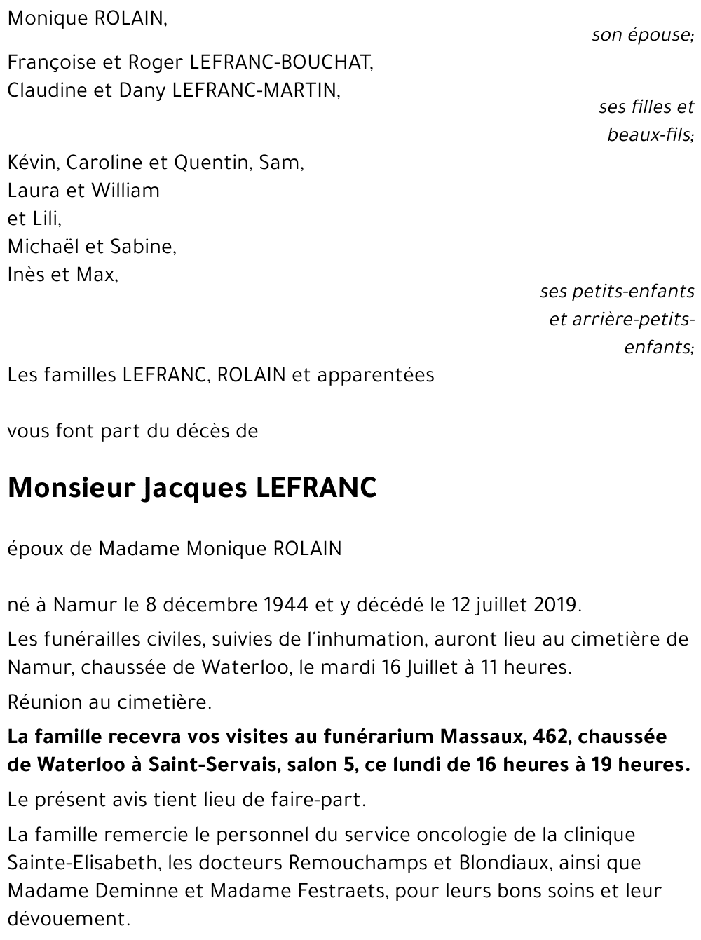 Jacques LEFRANC