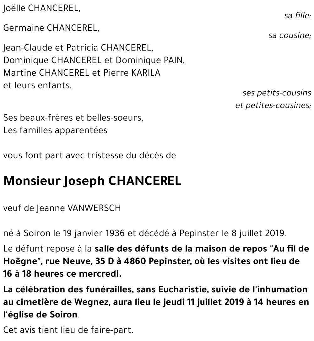 Joseph CHANCEREL