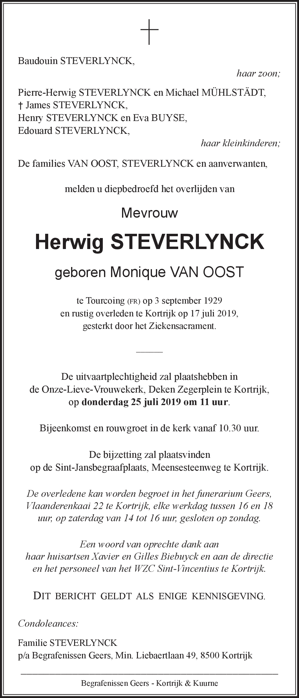 Monique STEVERLYNCK - VAN OOST