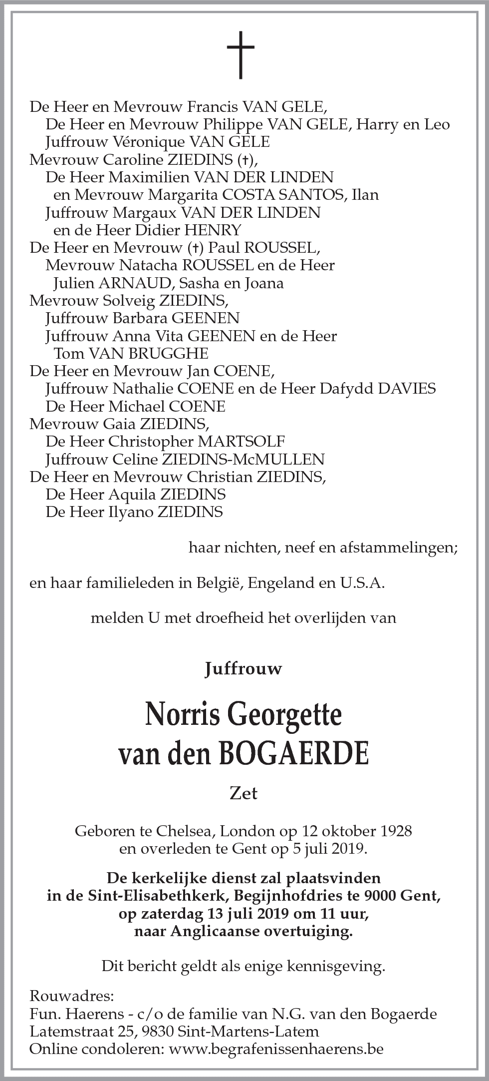 Norris Georgette van den Bogaerde