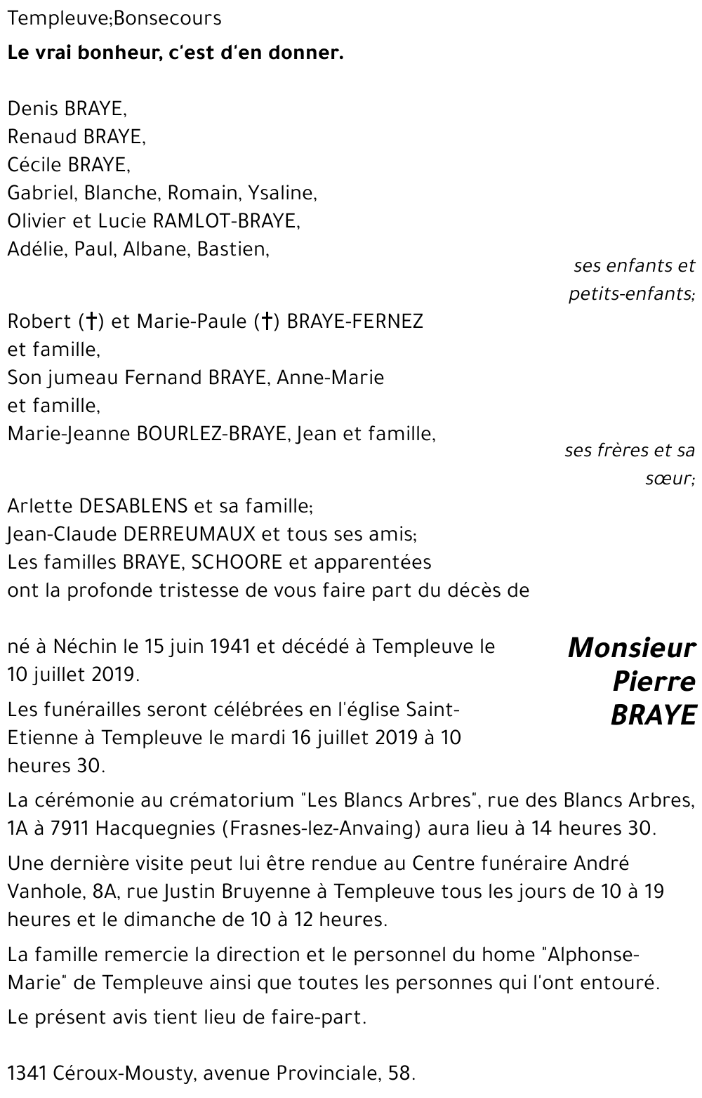 Pierre BRAYE