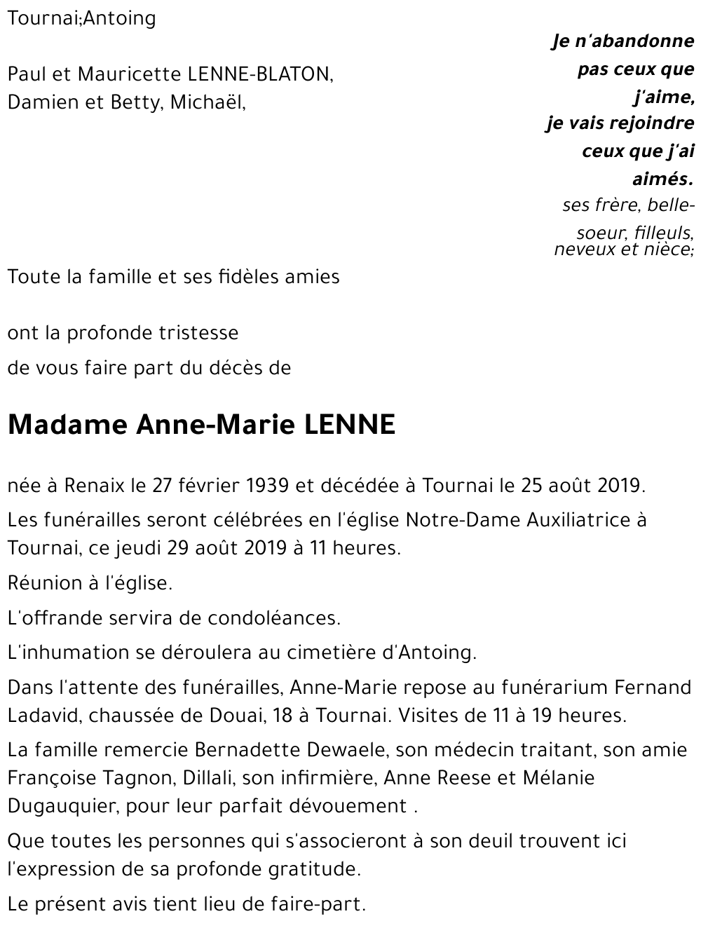 Anne-Marie LENNE