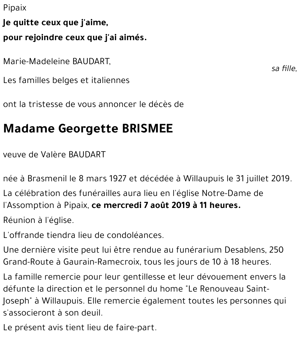 Georgette BRISMEE