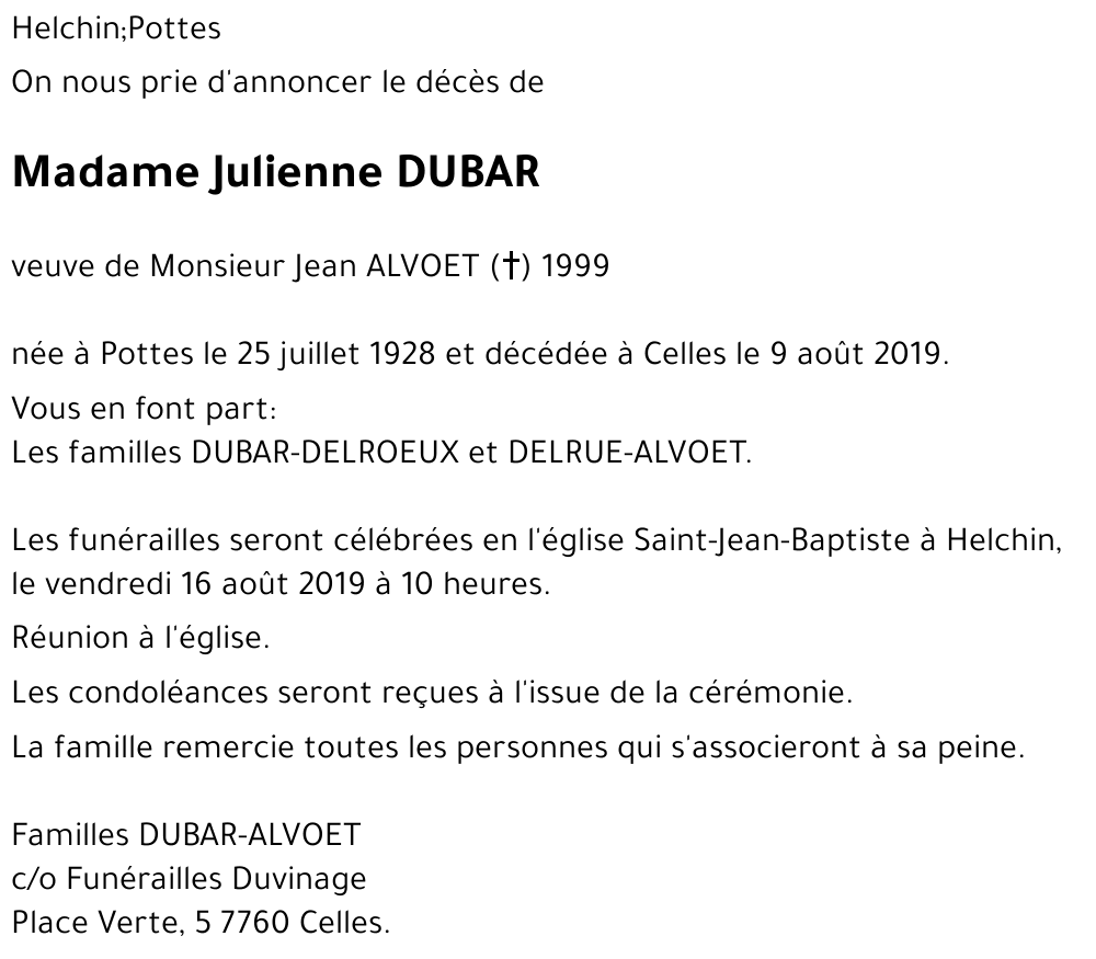 Julienne DUBAR