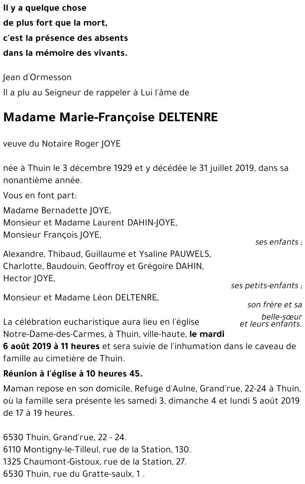 Marie-Françoise DELTENRE