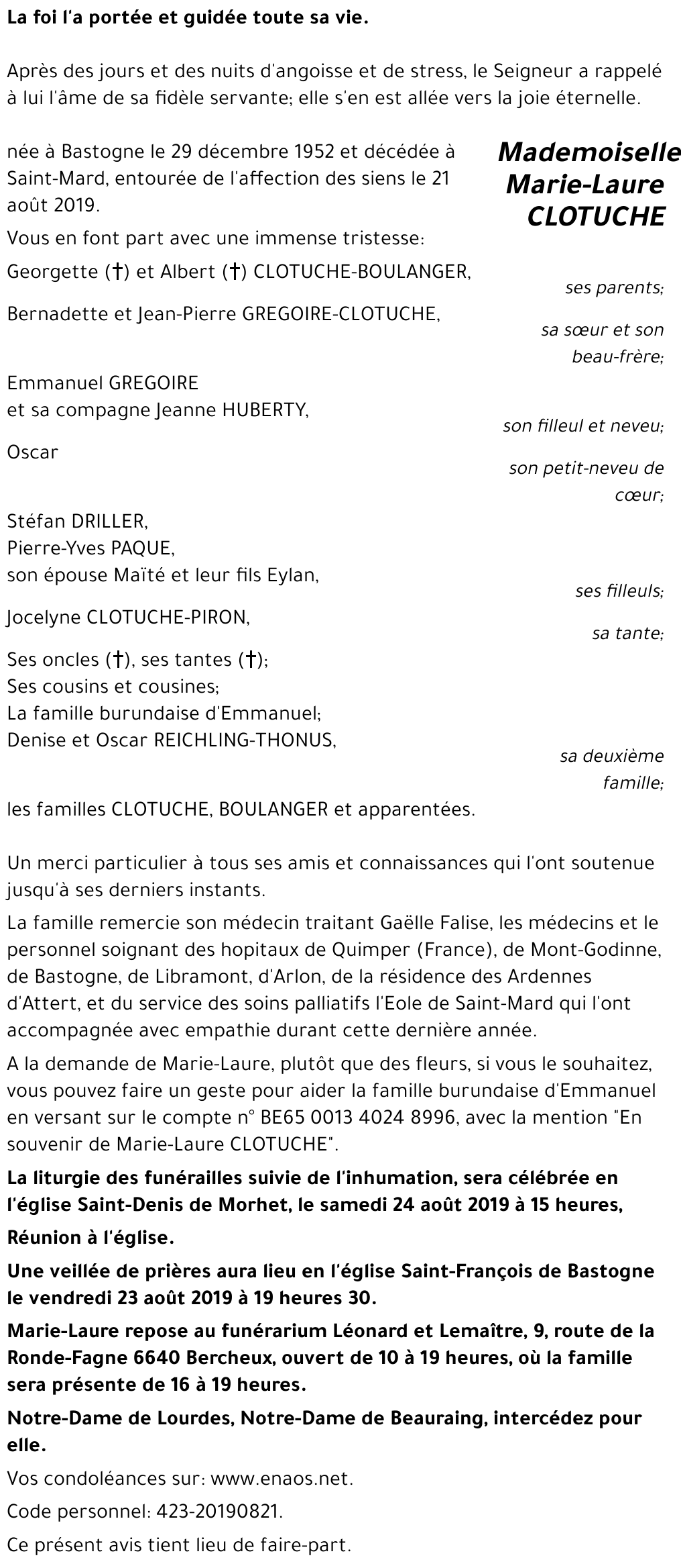 Marie-Laure CLOTUCHE