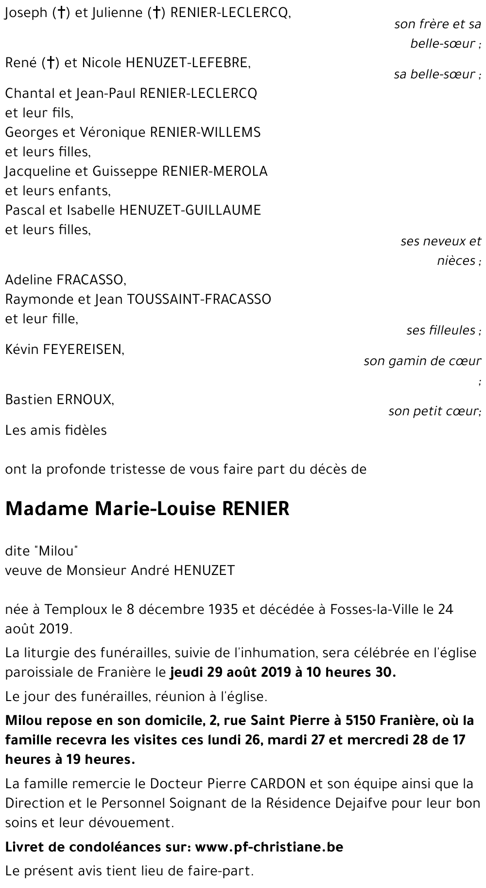 Marie-Louise RENIER