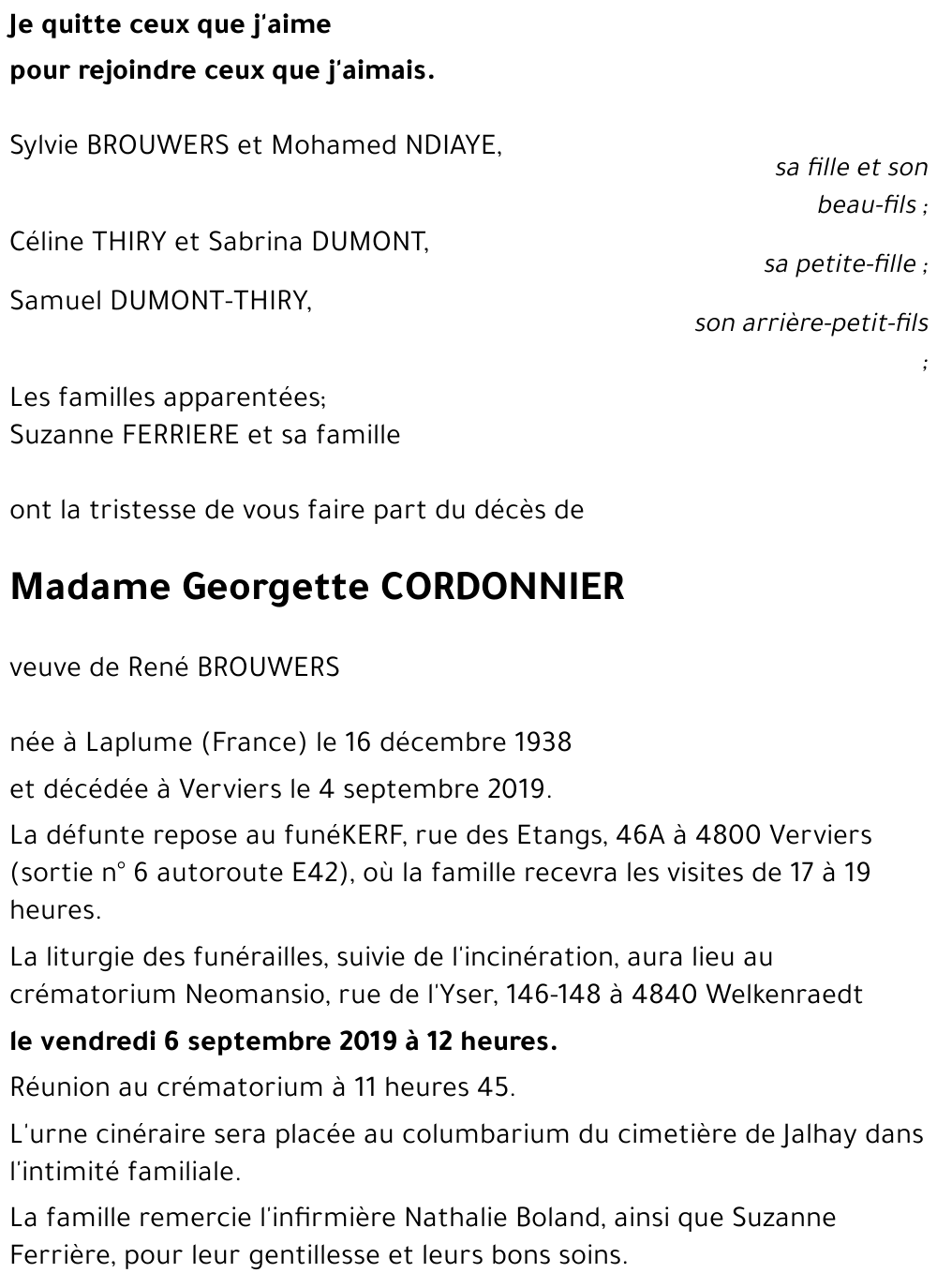 Georgette CORDONNEIR