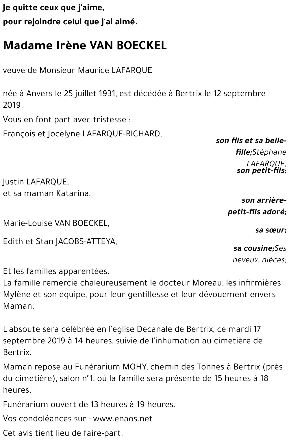 Irène VAN BOECKEL