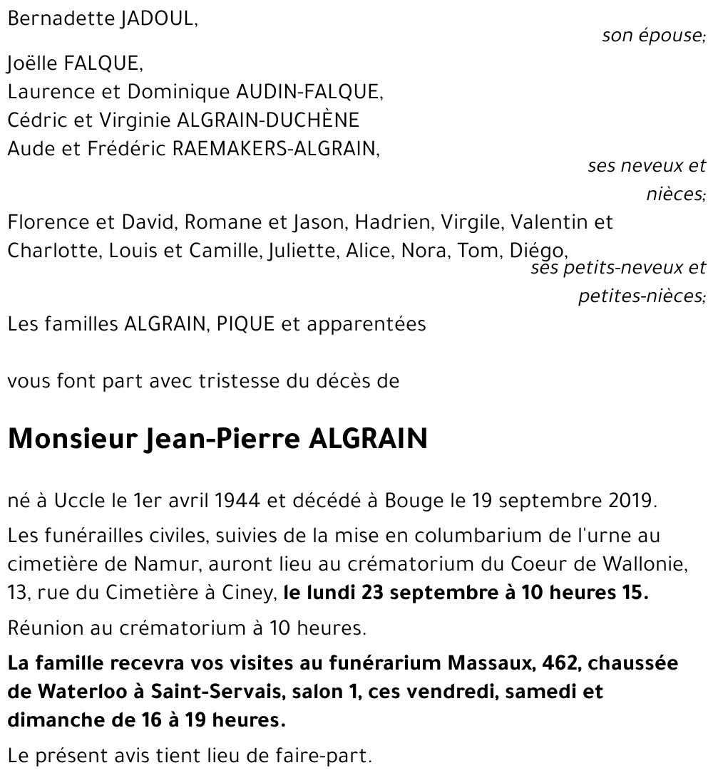 Jean-Pierre ALGRAIN