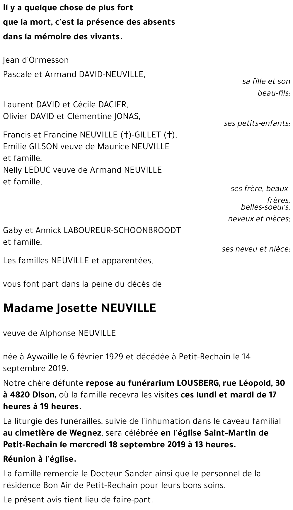 Josette NEUVILLE