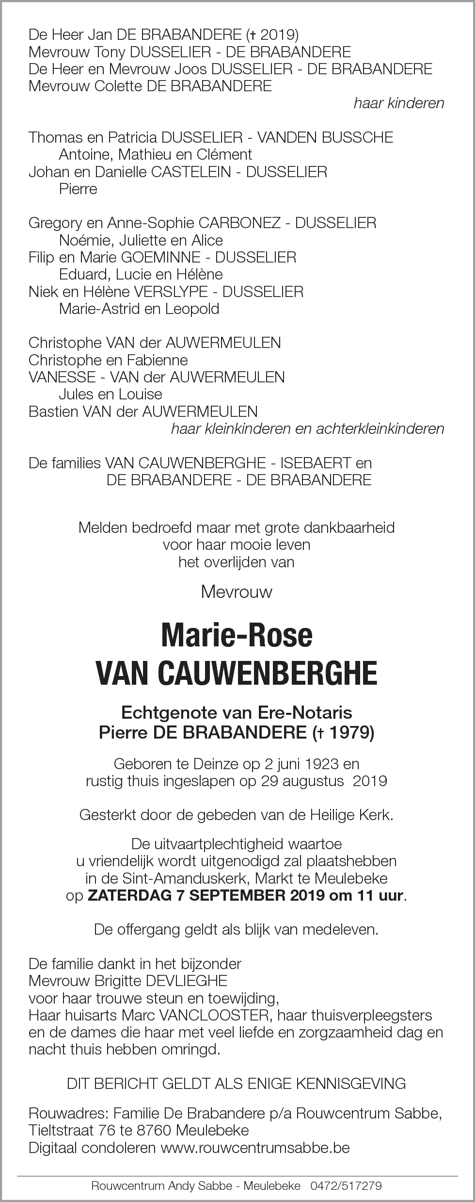 Maria VAN CAUWENBERGHE