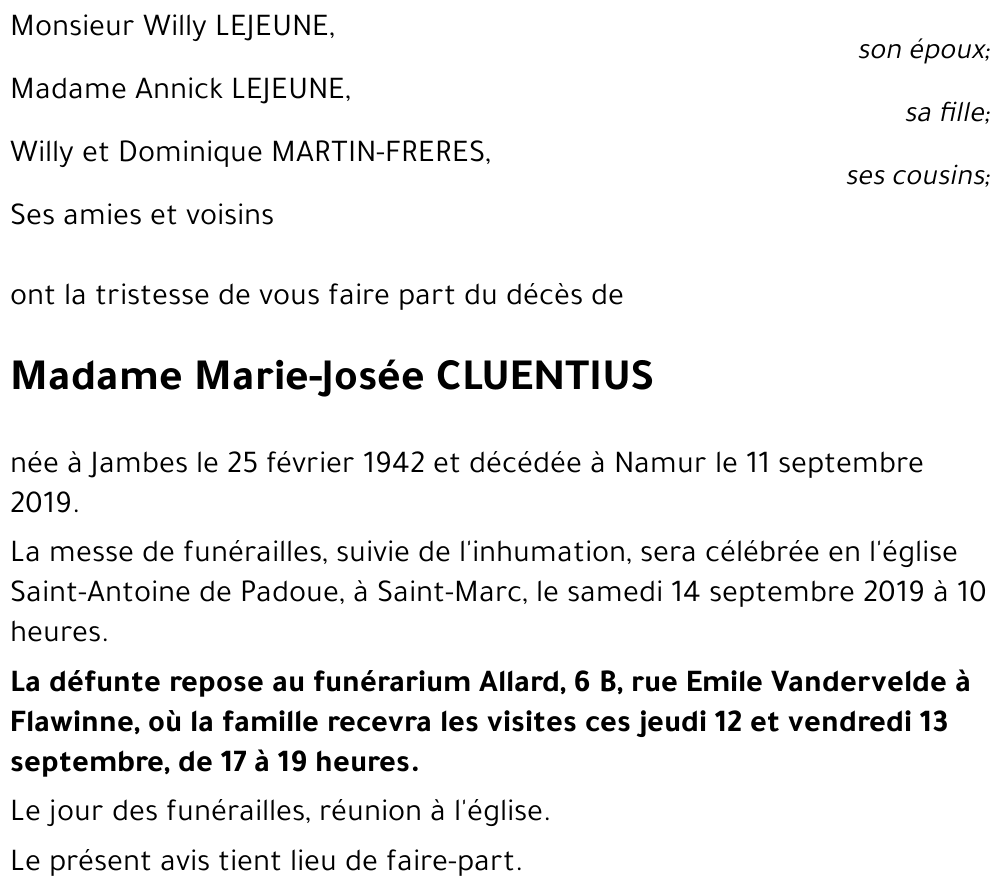 Marie-Josée CLUENTIUS