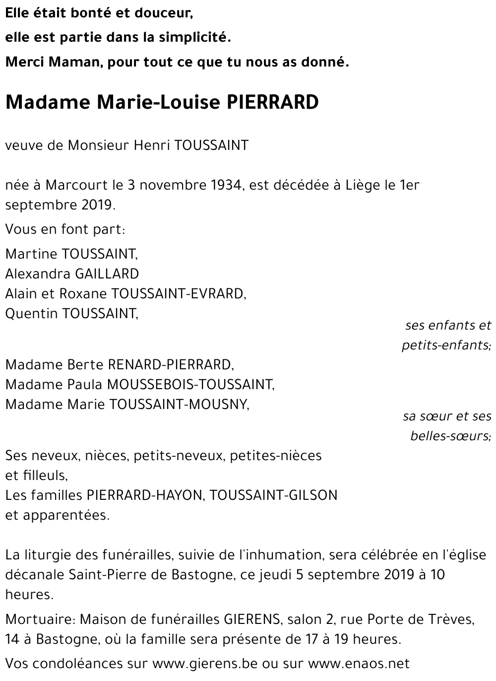Marie-Louise PIERRARD