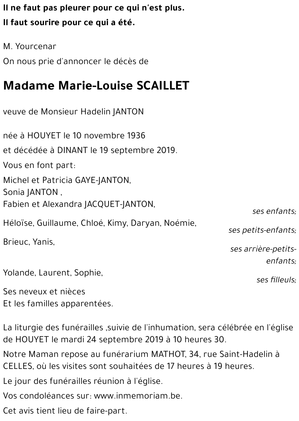 Marie-louise SCAILLET