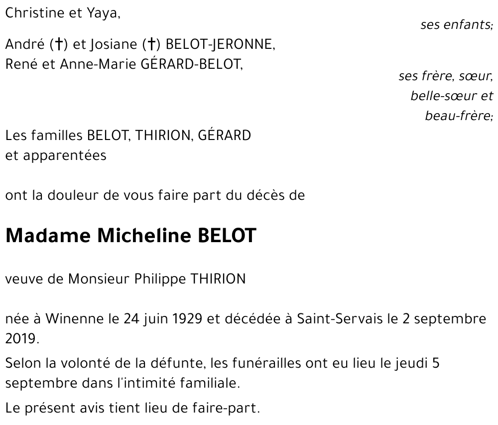 Micheline BELOT