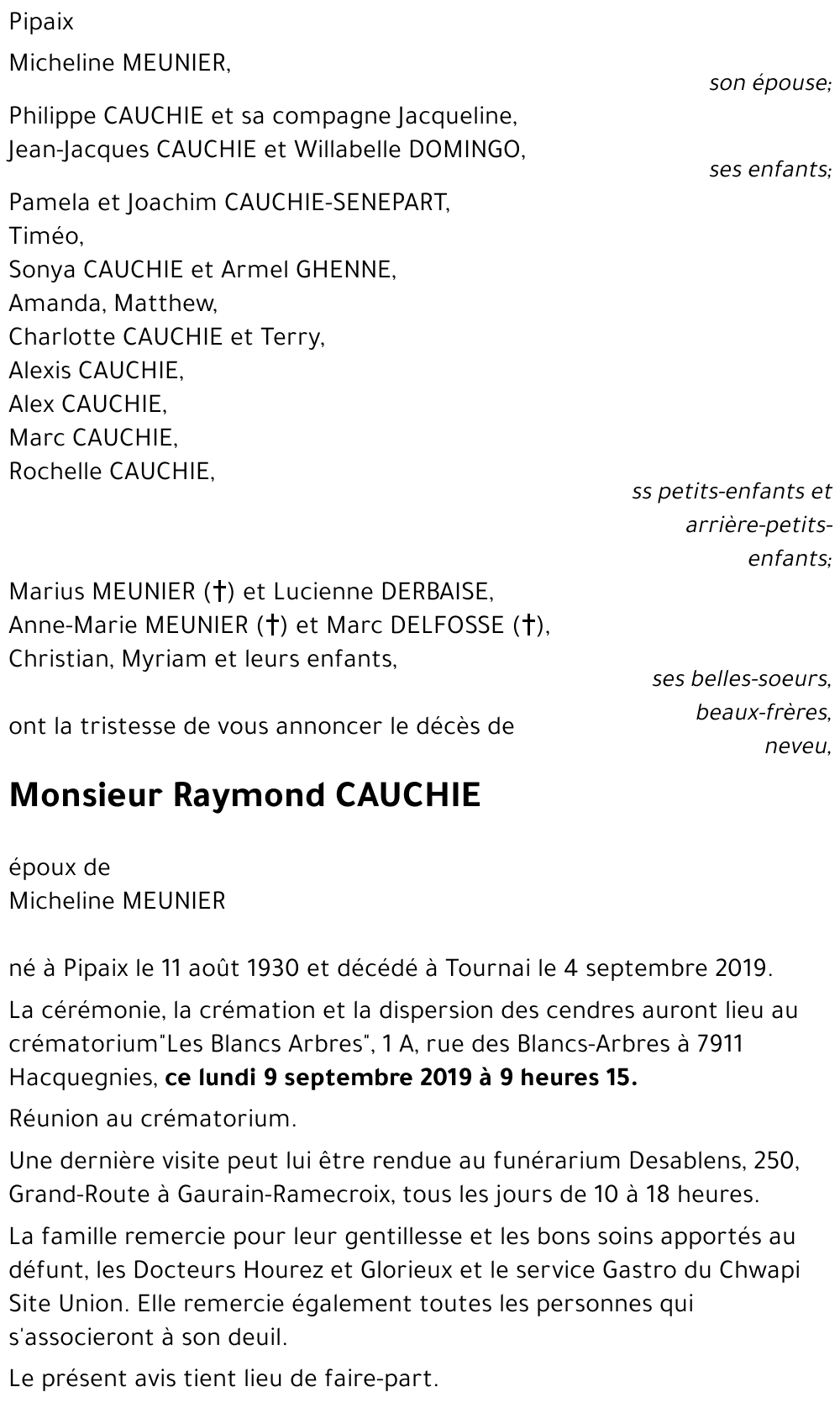 Raymond CAUCHIE