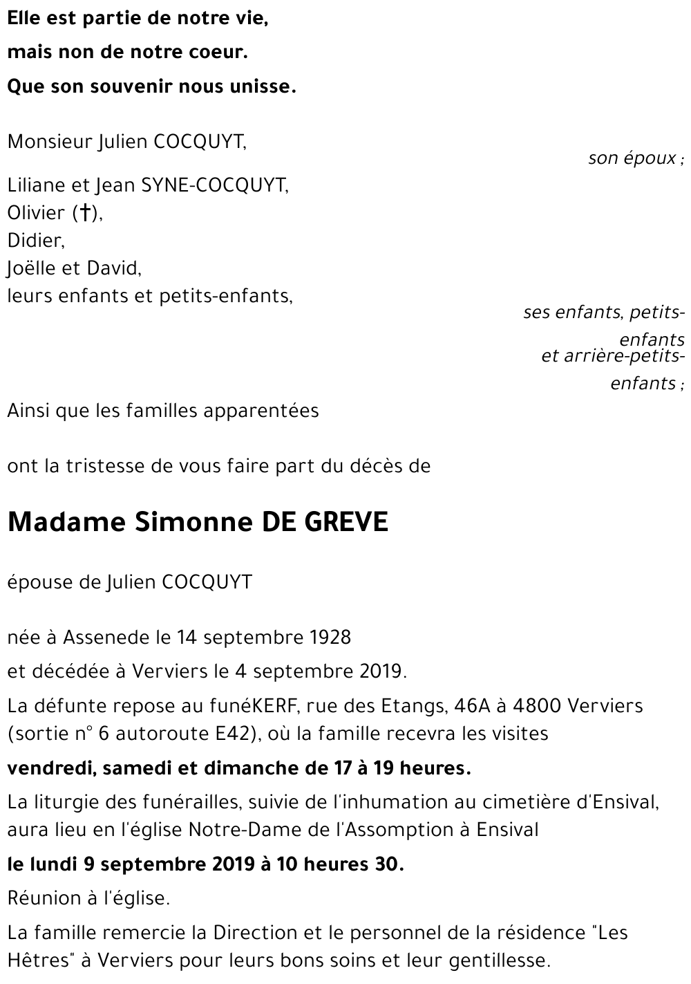 Simonne DE GREVE