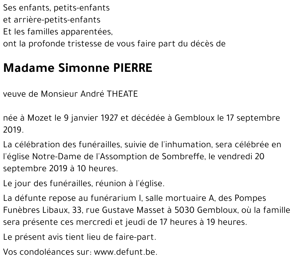 Simonne PIERRE
