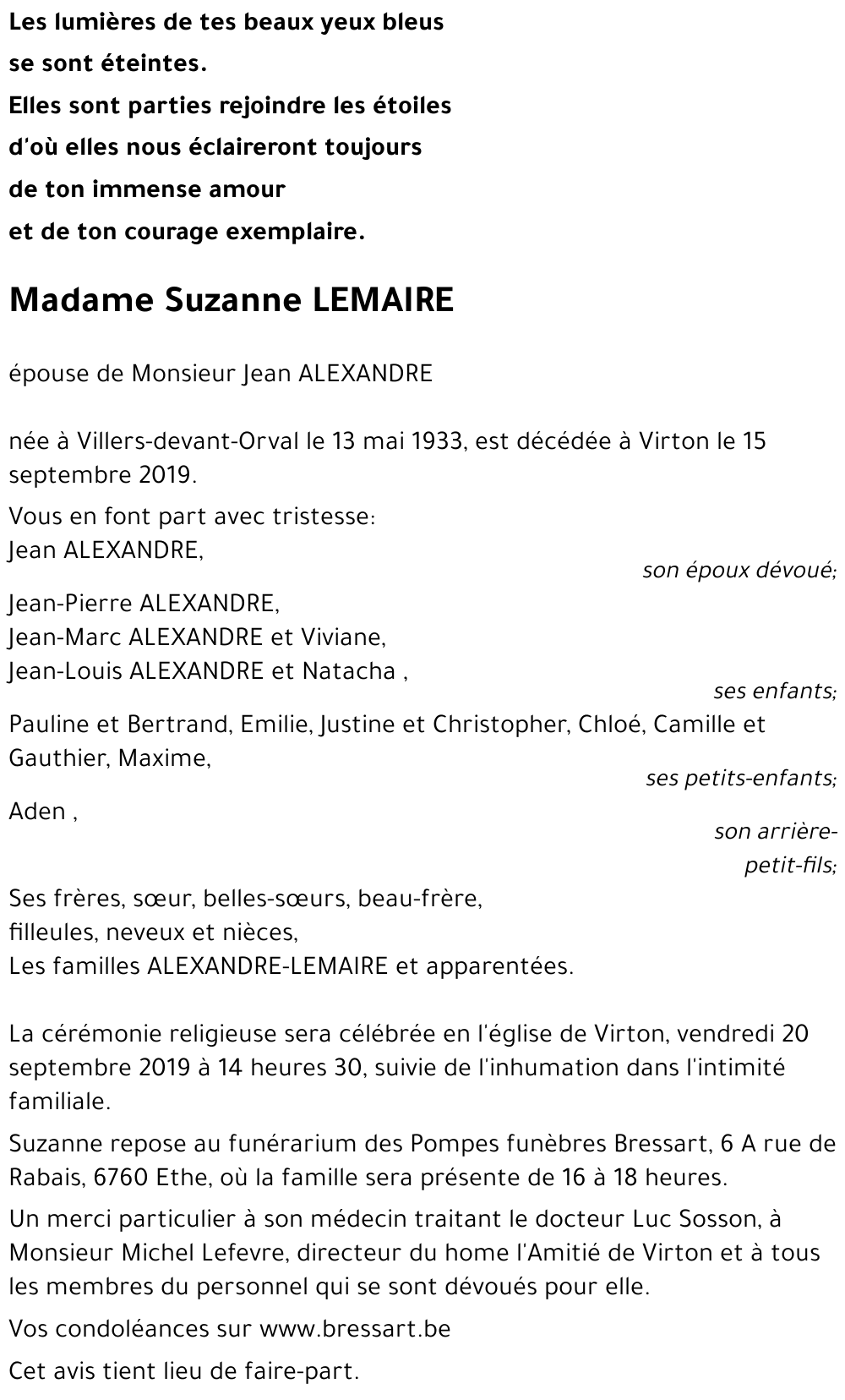 Suzanne LEMAIRE 