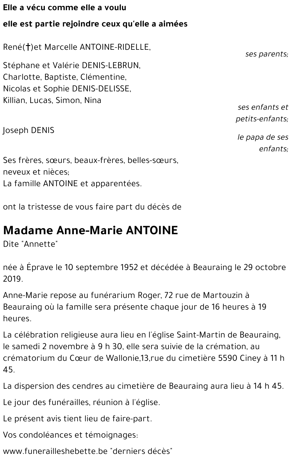 Anne-Marie ANTOINE