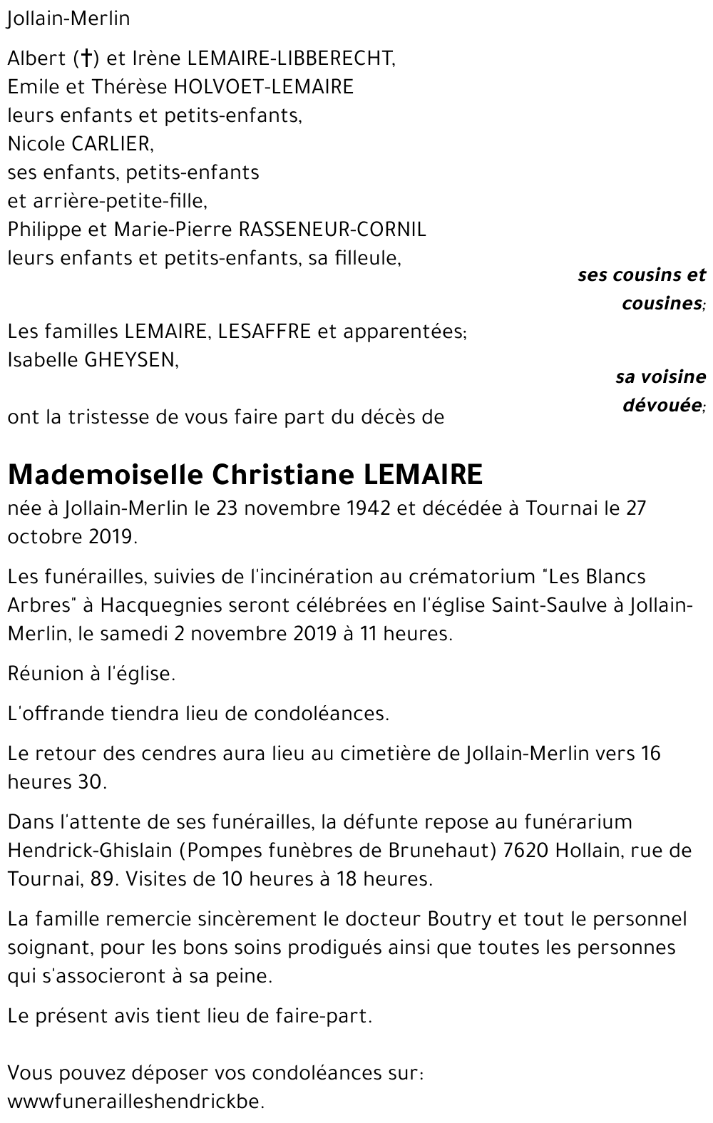 Christiane LEMAIRE