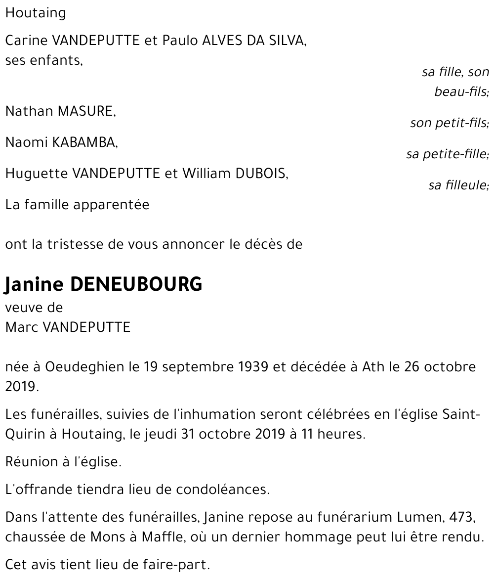 Janine DENEUBOURG