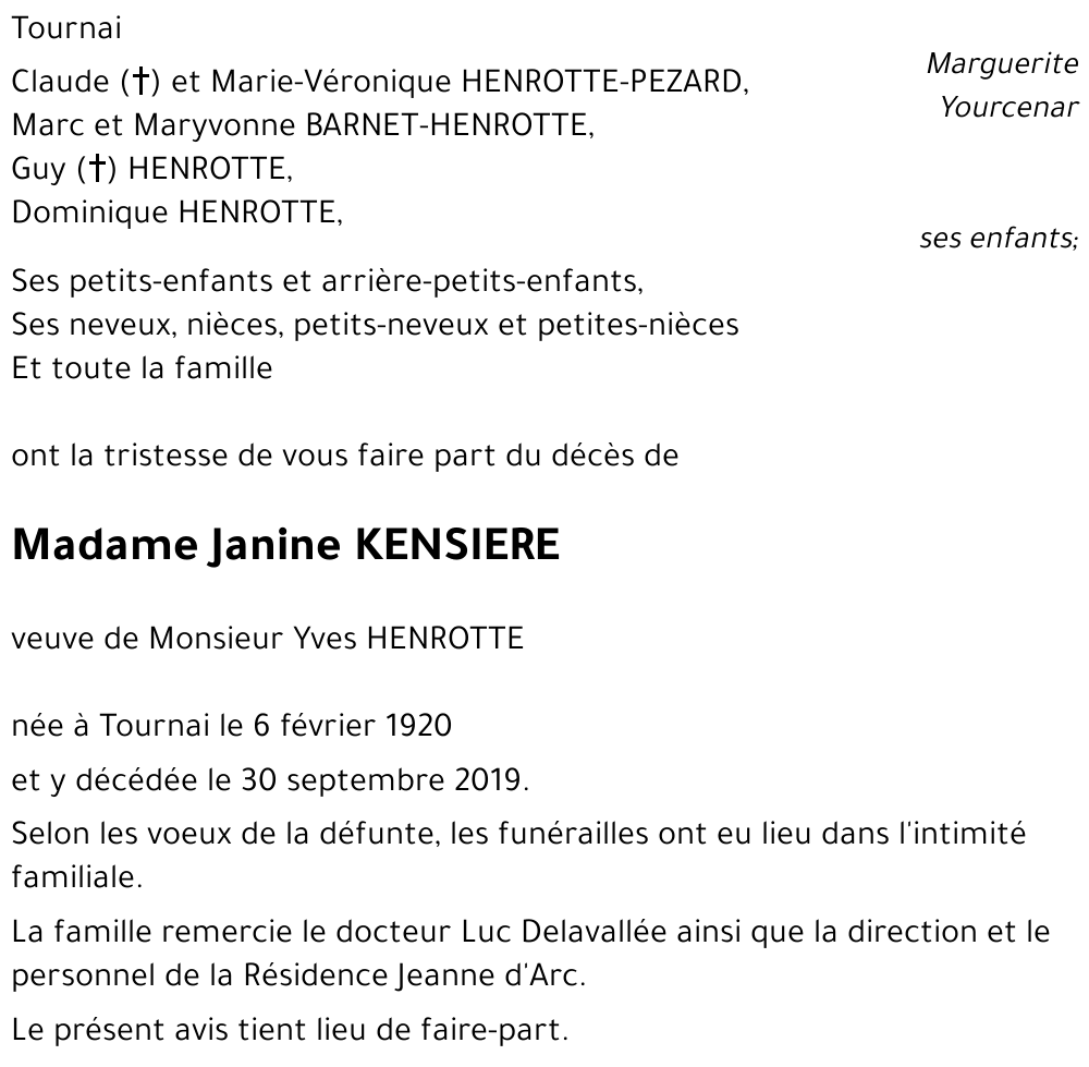 Janine KENSIERE