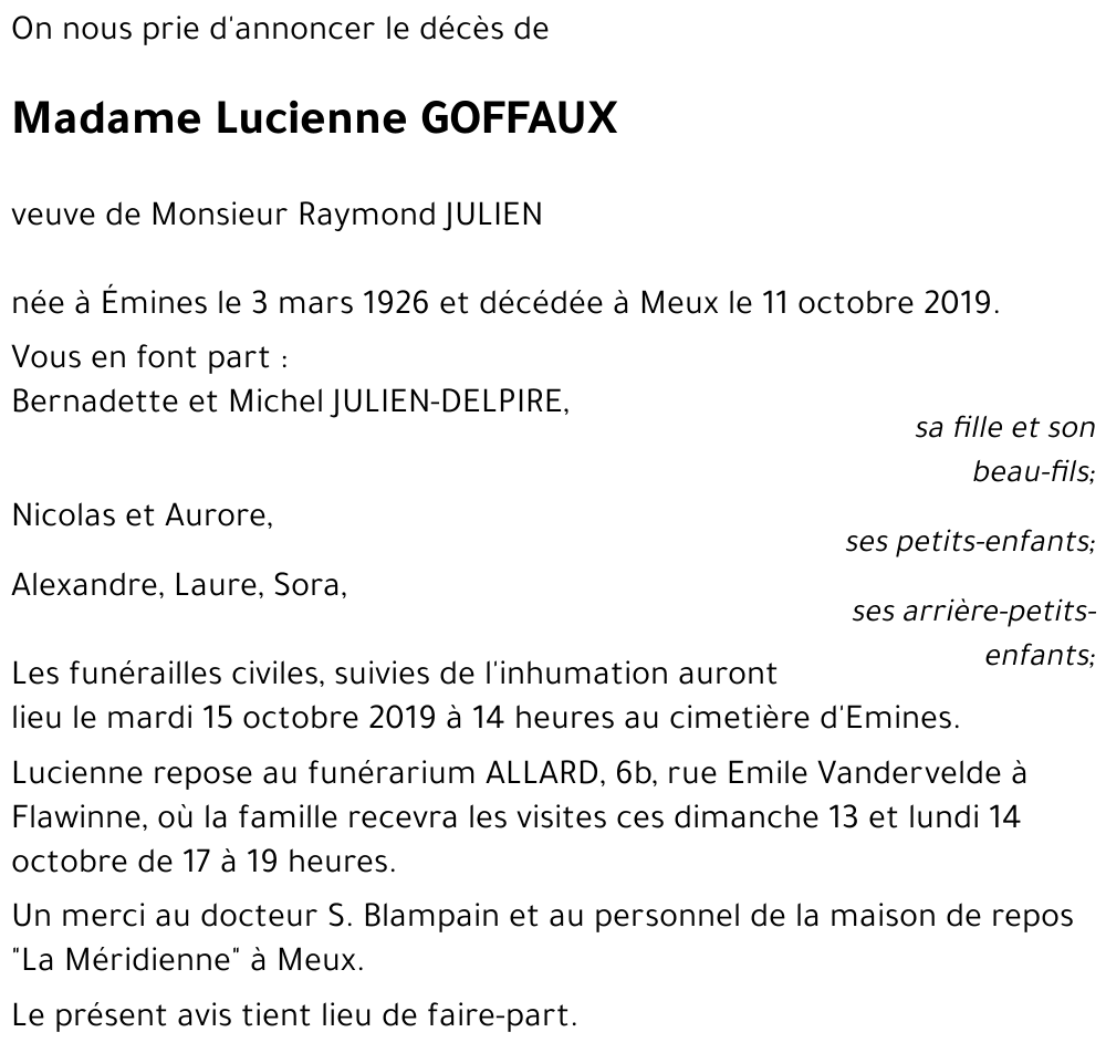Lucienne GOFFAUX
