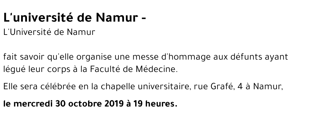 L'université de Namur -