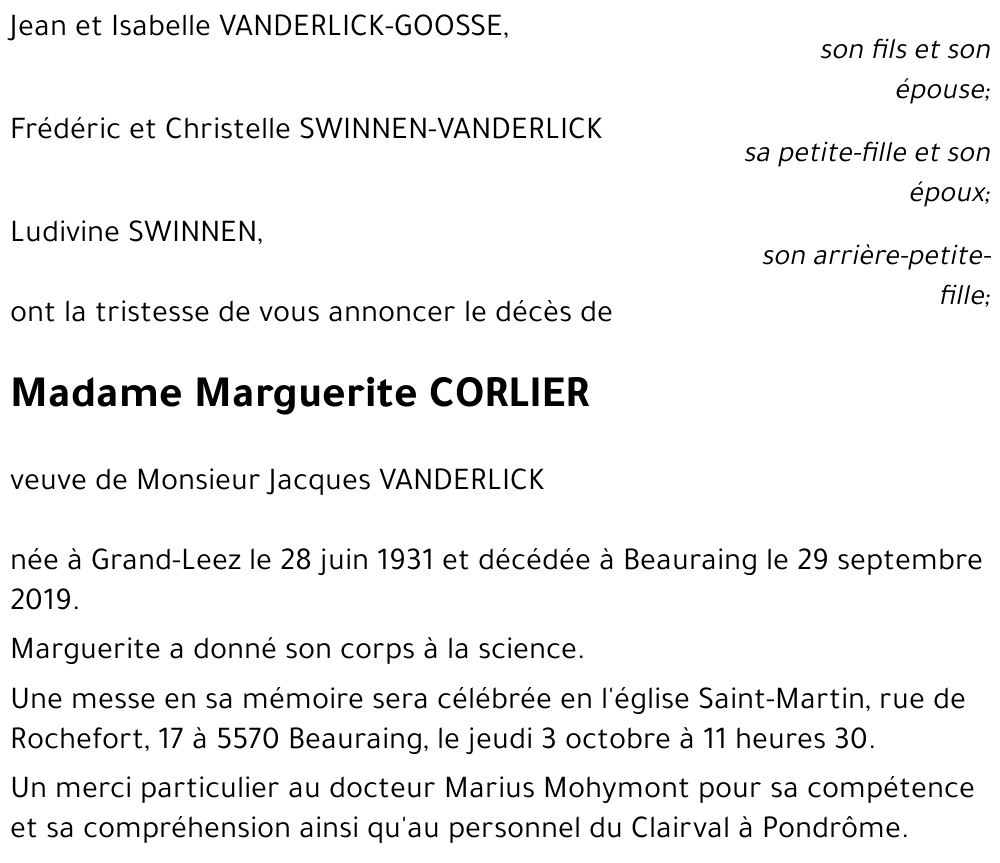Marguerite CORLIER