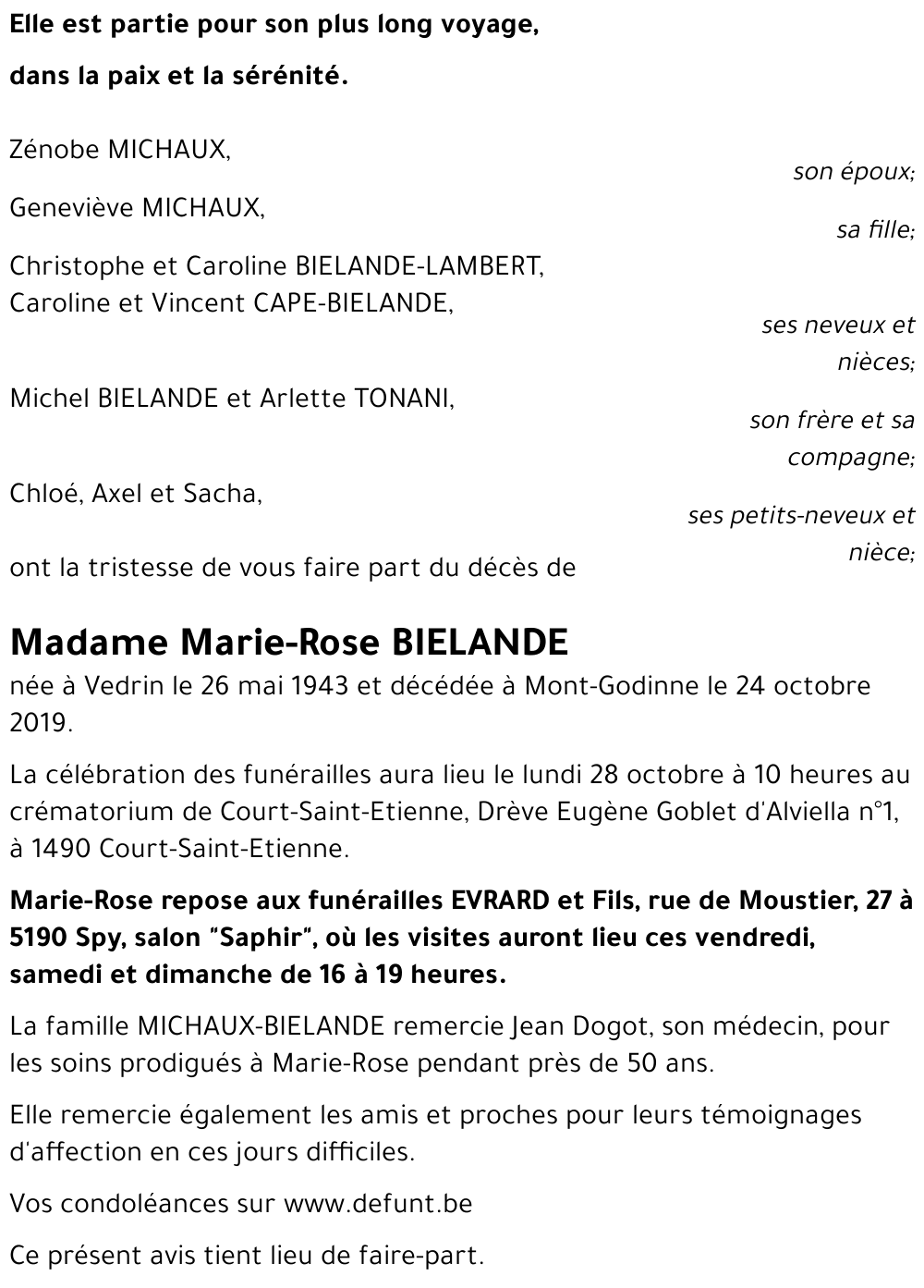 Marie-Rose BIELANDE