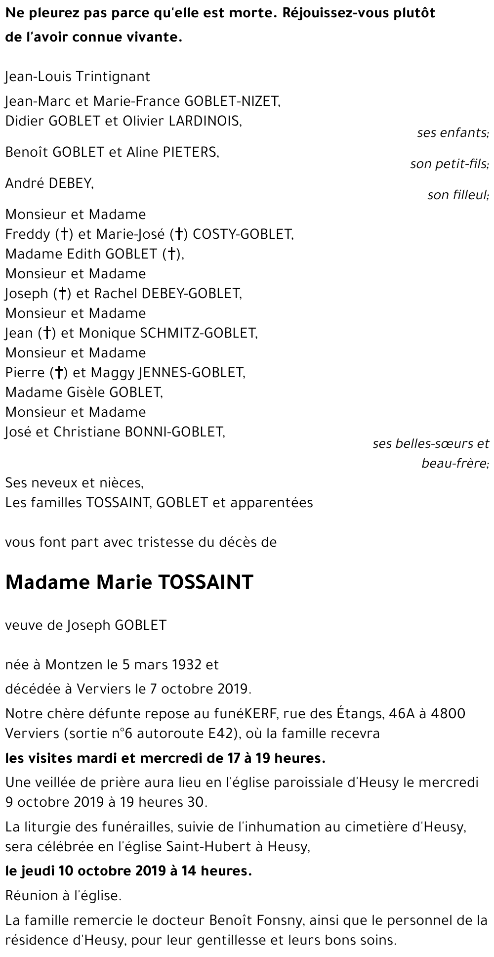 Marie TOSSAINT