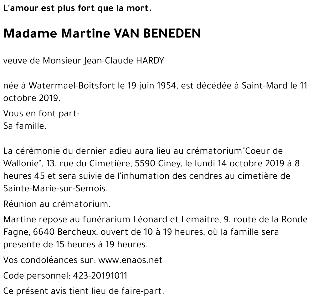 Martine VAN BENEDEN