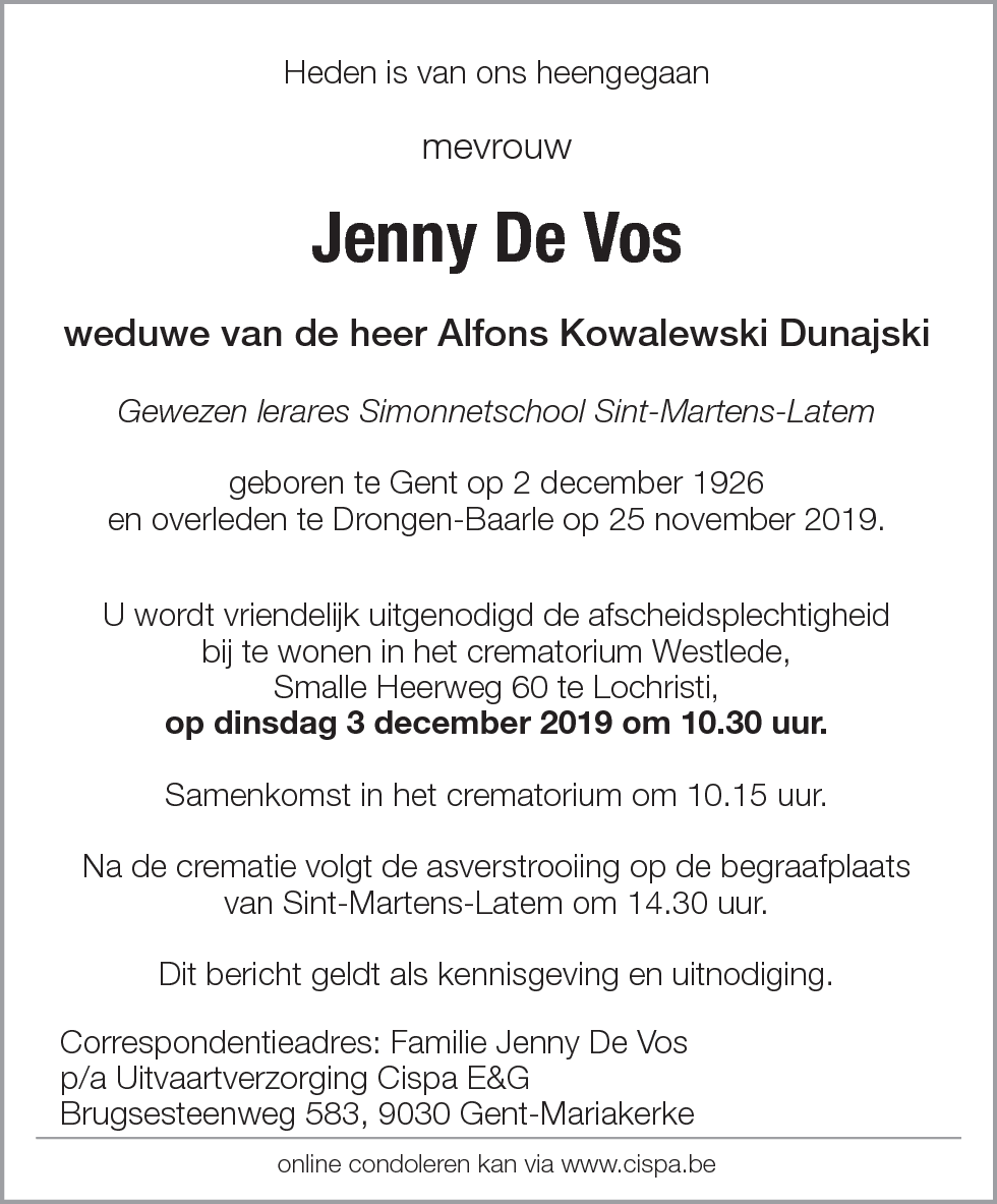 De Vos Jenny