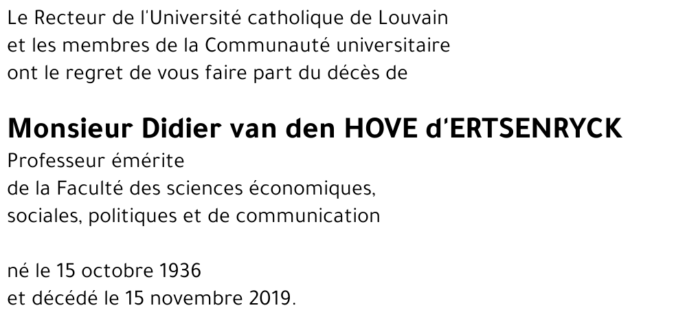 Didier van den HOVE d'ERTSENRYCK