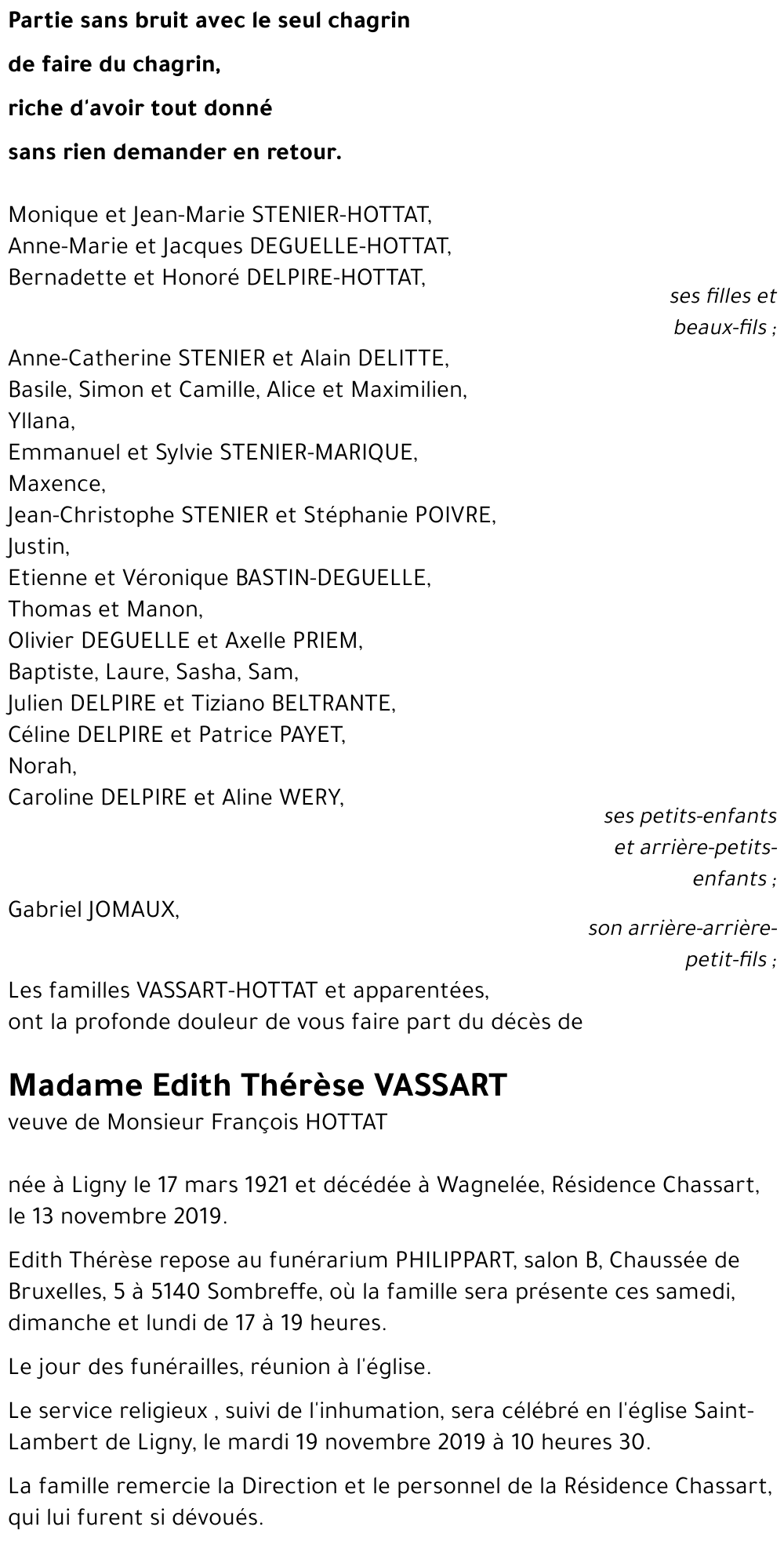 Edith Thérèse VASSART