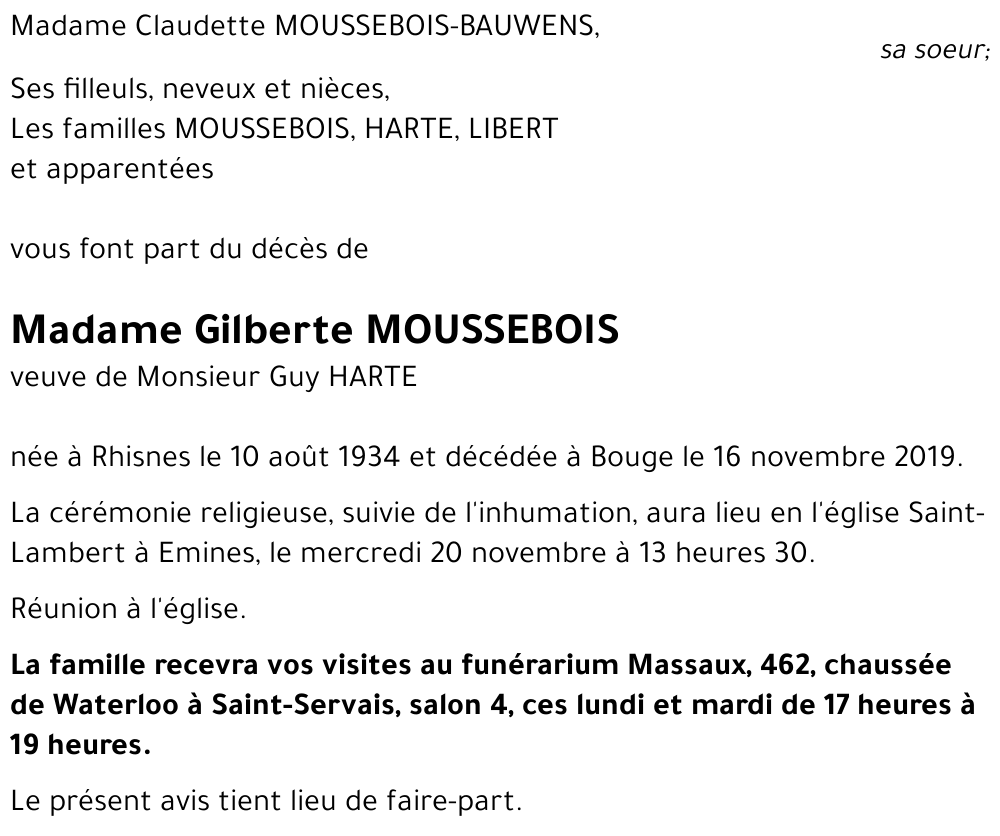 Gilberte MOUSSEBOIS