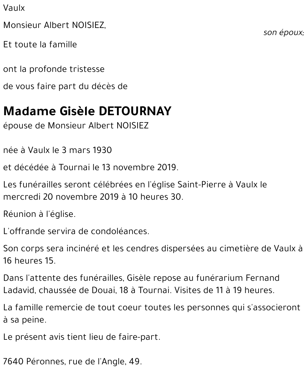 Gisèle DETOURNAY