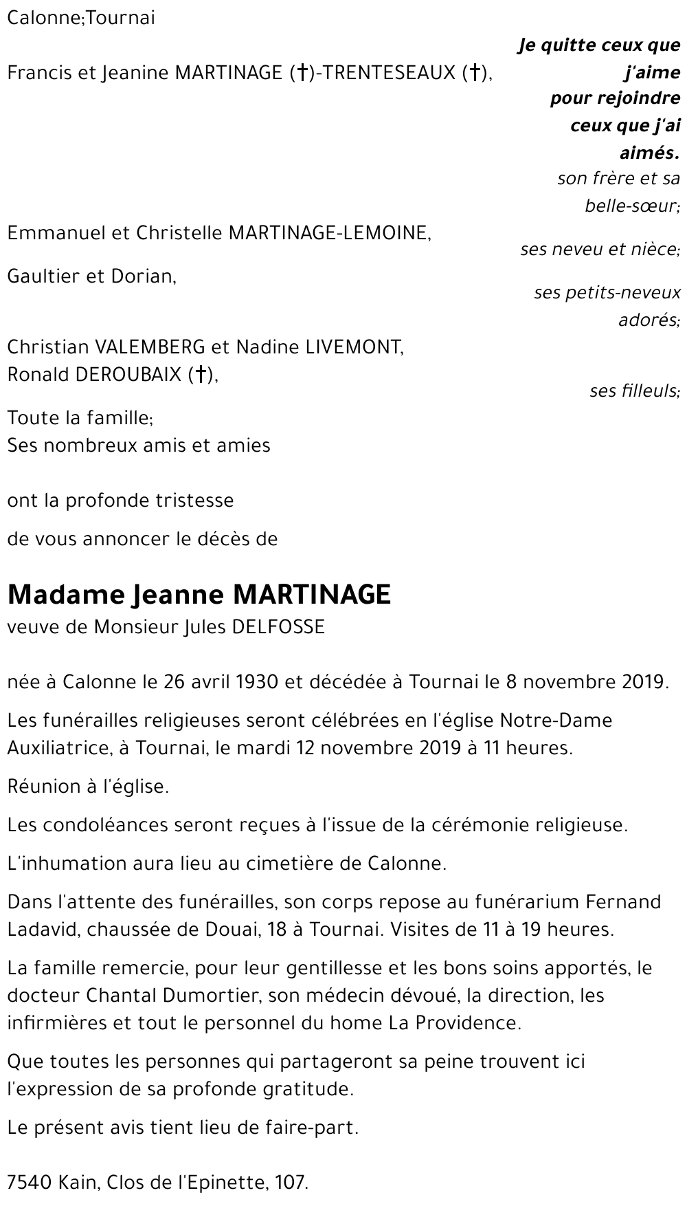 Jeanne MARTINAGE