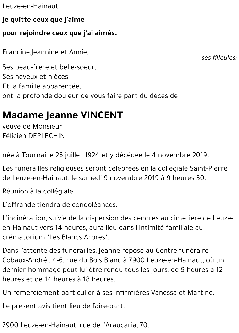 Jeanne VINCENT