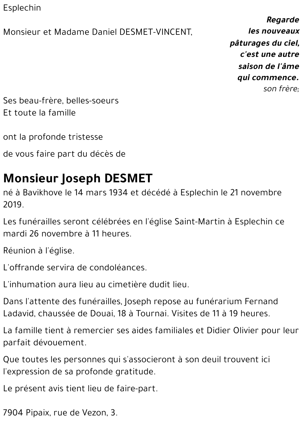 Joseph DESMET