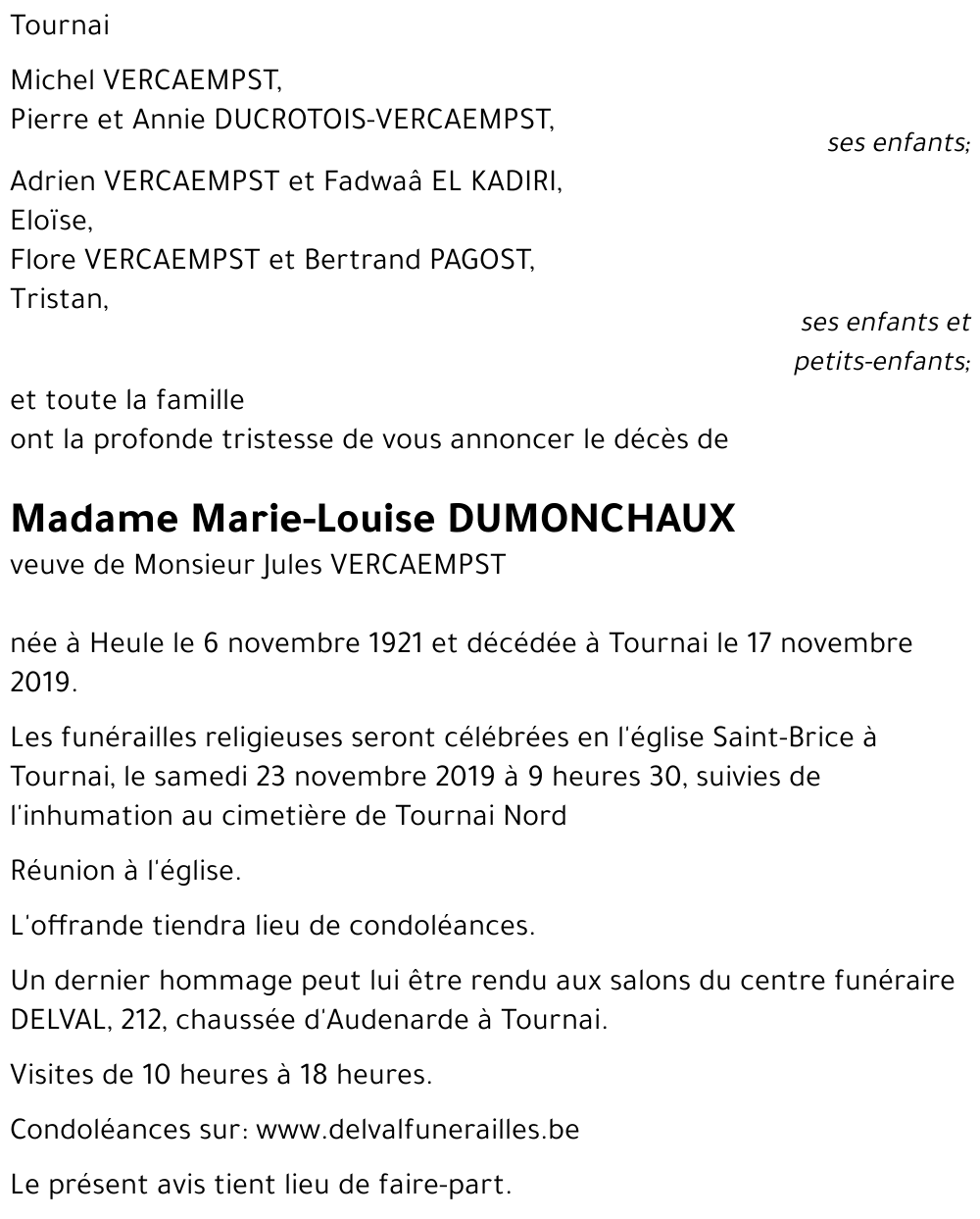 Marie-Louise DUMONCHAUX