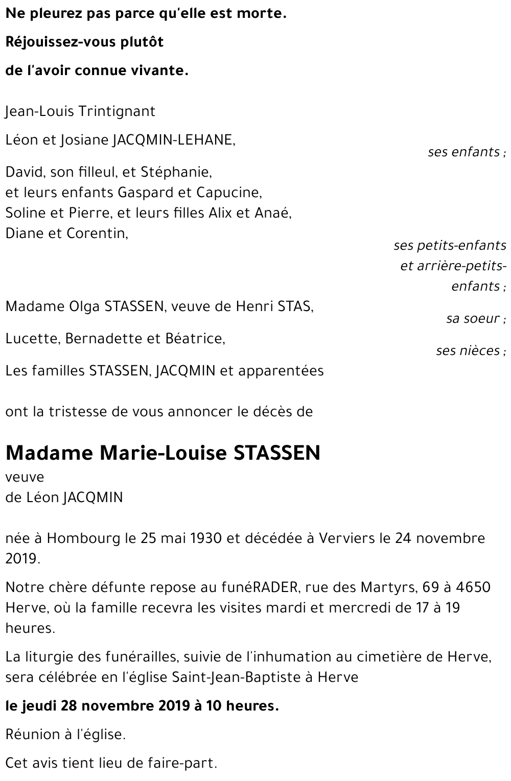 Marie-Louise STASSEN