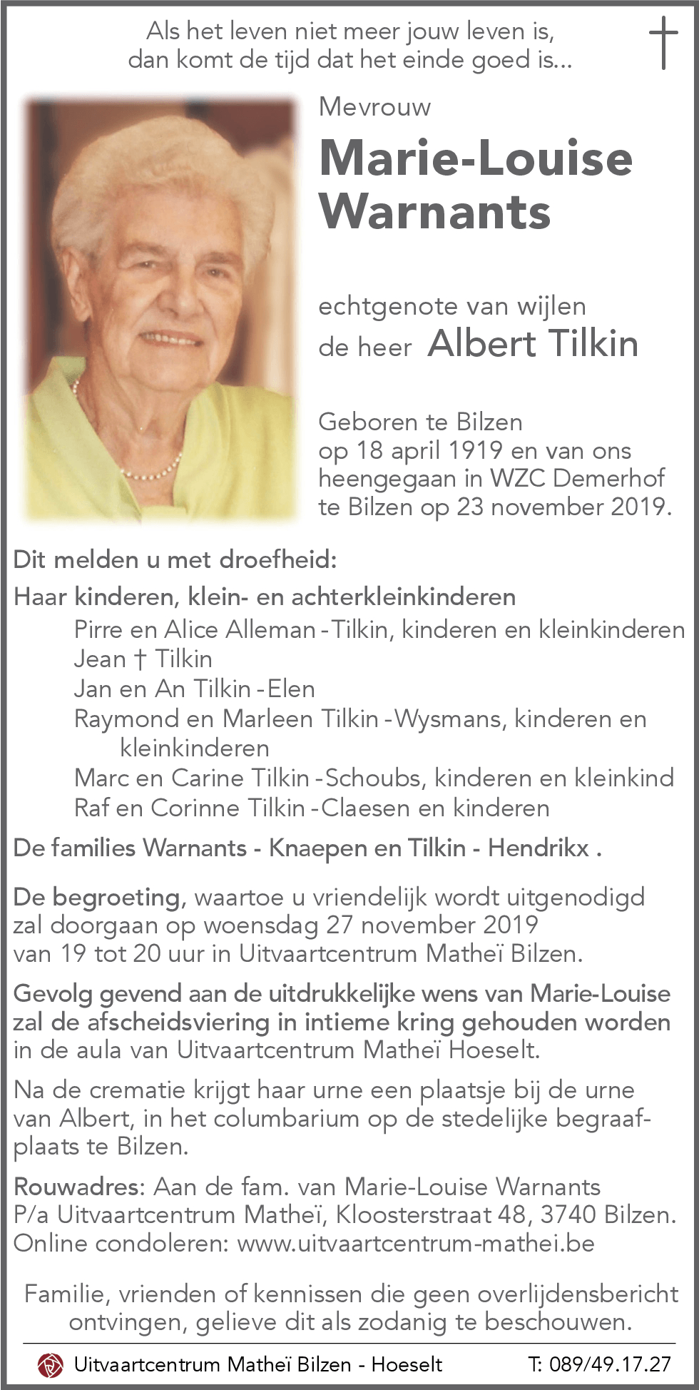 MARIE-LOUISE WARNANTS