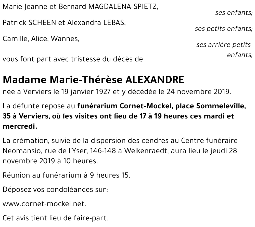 Marie-Thérèse ALEXANDRE