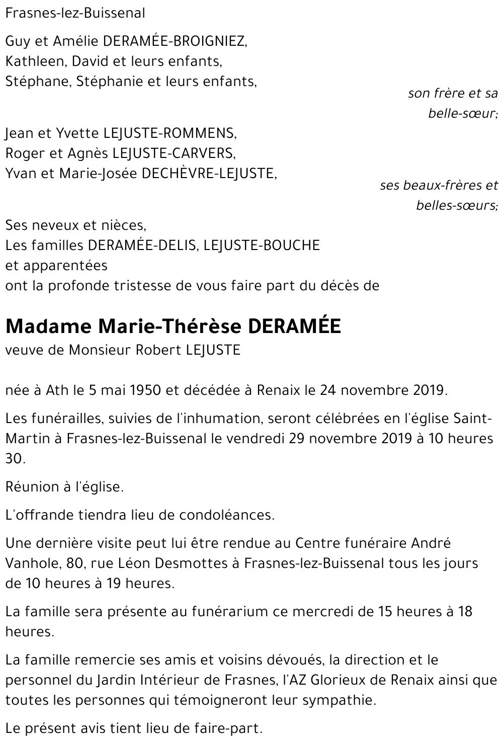 Marie-Thérèse DERAMEE