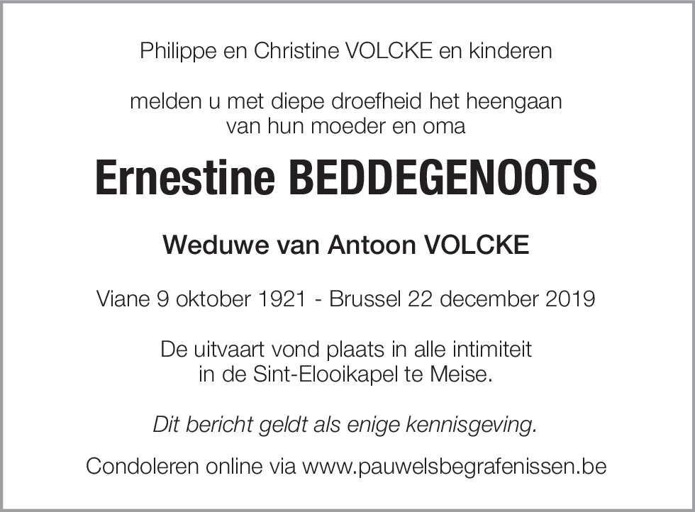 Ernestine BEDDEGENOOTS