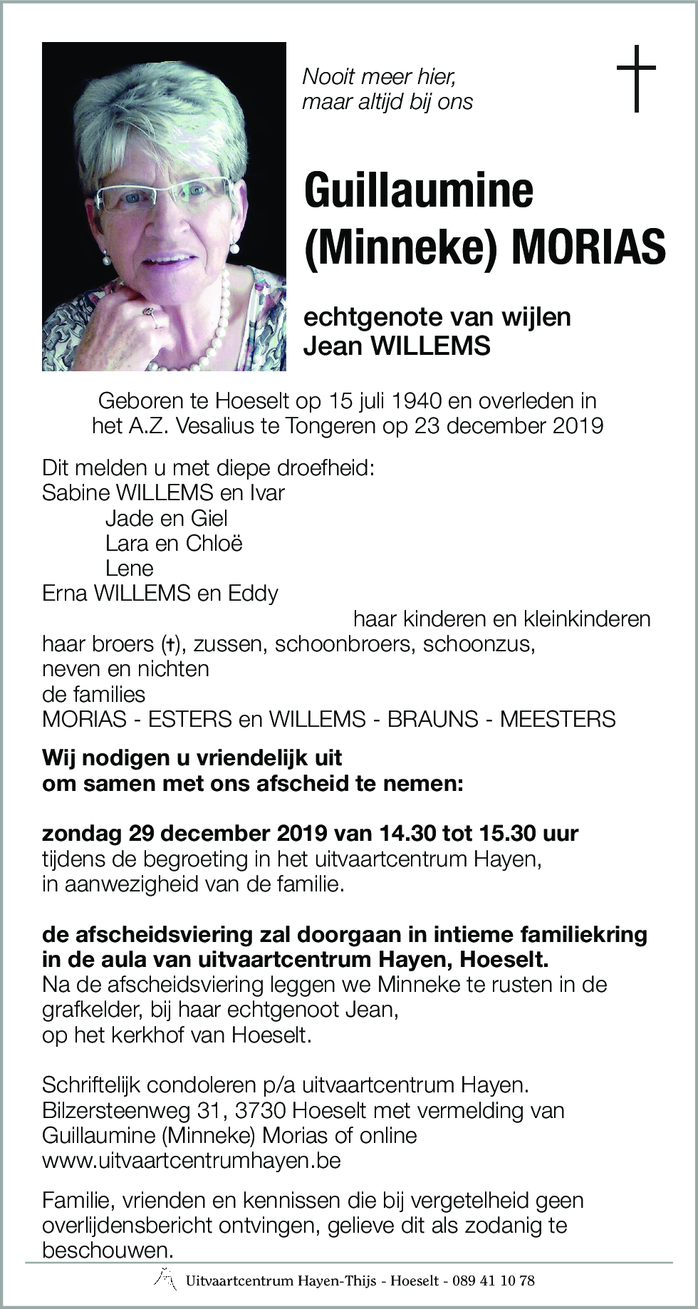Guillaumine ( Minneke ) MORIAS